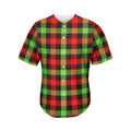 Green Red And Black Buffalo Plaid Print Men's Baseball Jersey