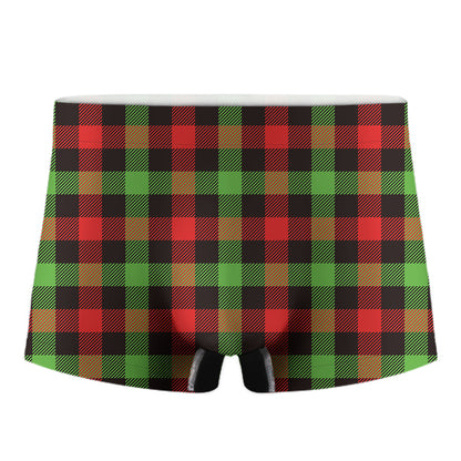 Green Red And Black Buffalo Plaid Print Men's Boxer Briefs