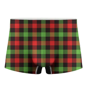 Green Red And Black Buffalo Plaid Print Men's Boxer Briefs