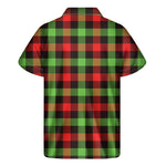 Green Red And Black Buffalo Plaid Print Men's Short Sleeve Shirt