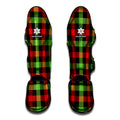 Green Red And Black Buffalo Plaid Print Muay Thai Shin Guards