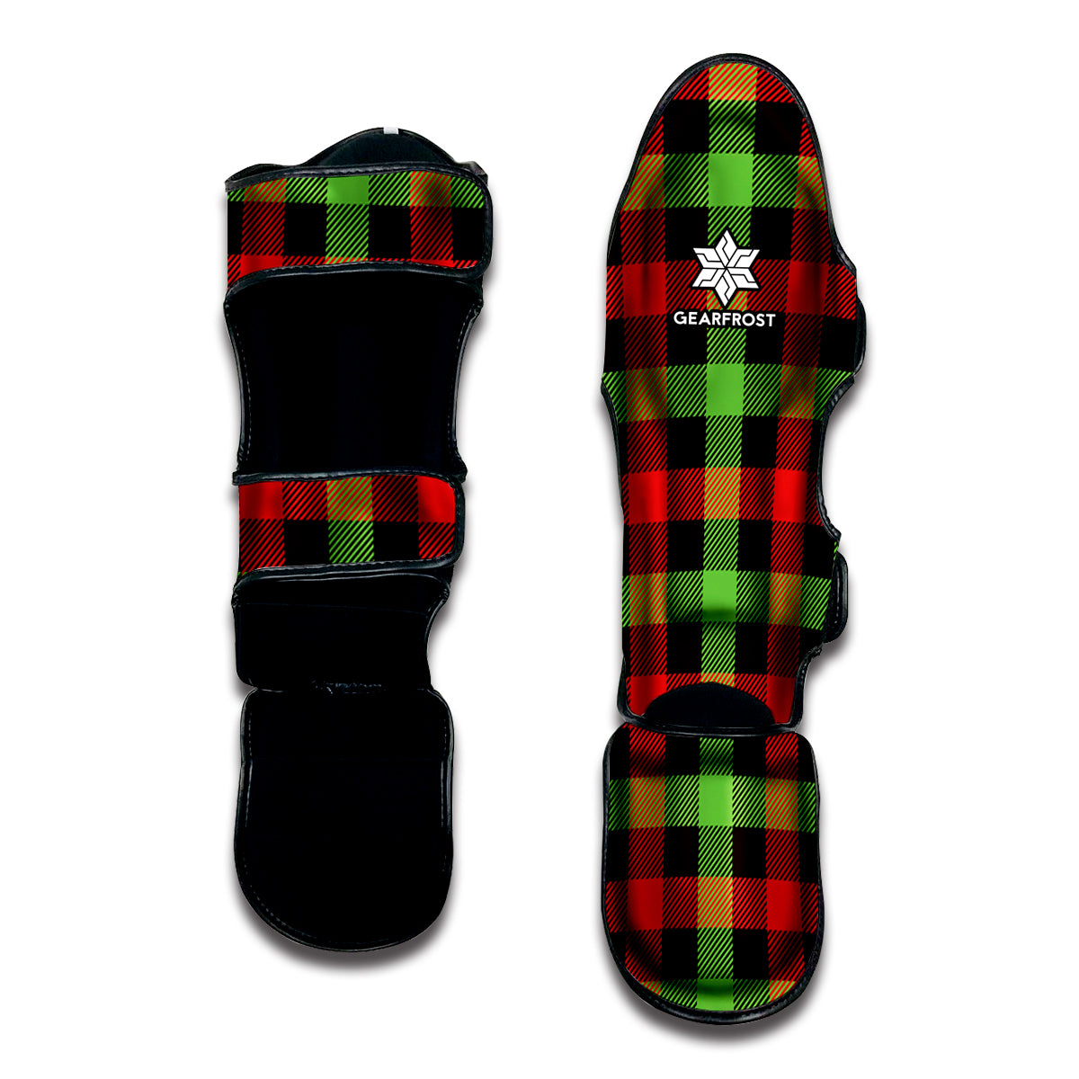 Green Red And Black Buffalo Plaid Print Muay Thai Shin Guard