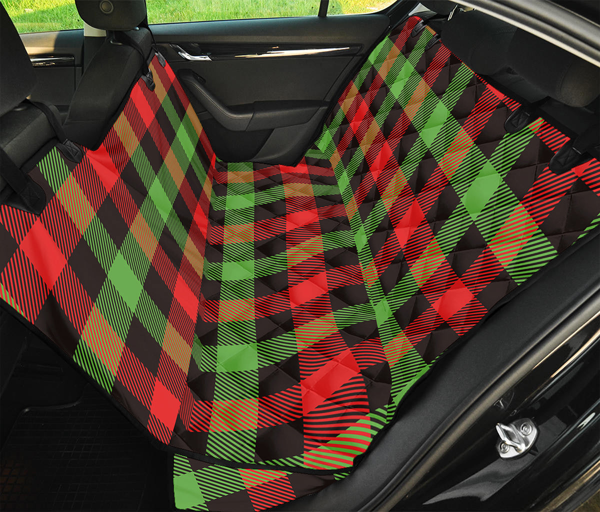 Green Red And Black Buffalo Plaid Print Pet Car Back Seat Cover
