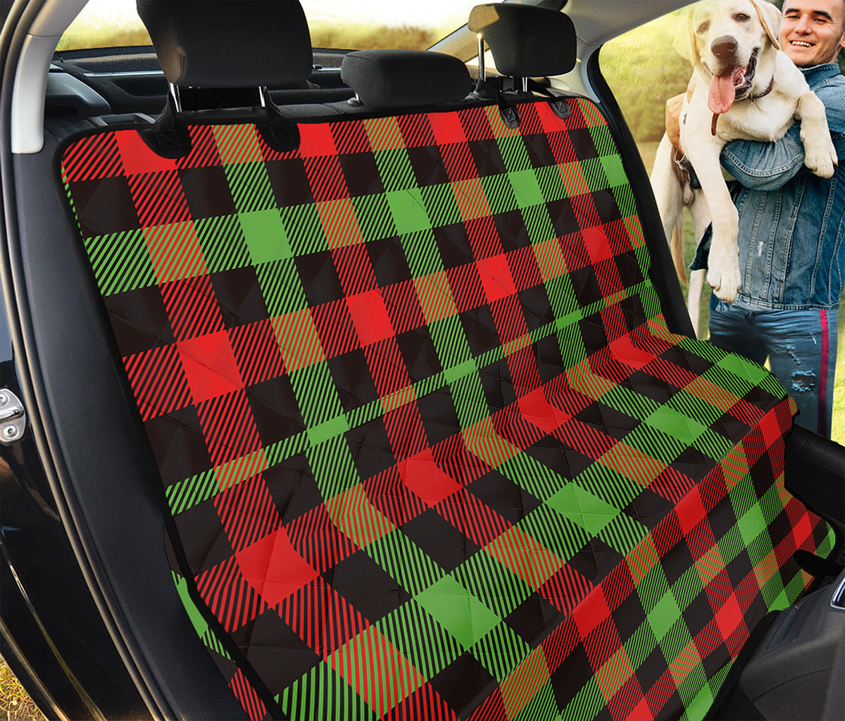 Green Red And Black Buffalo Plaid Print Pet Car Back Seat Cover
