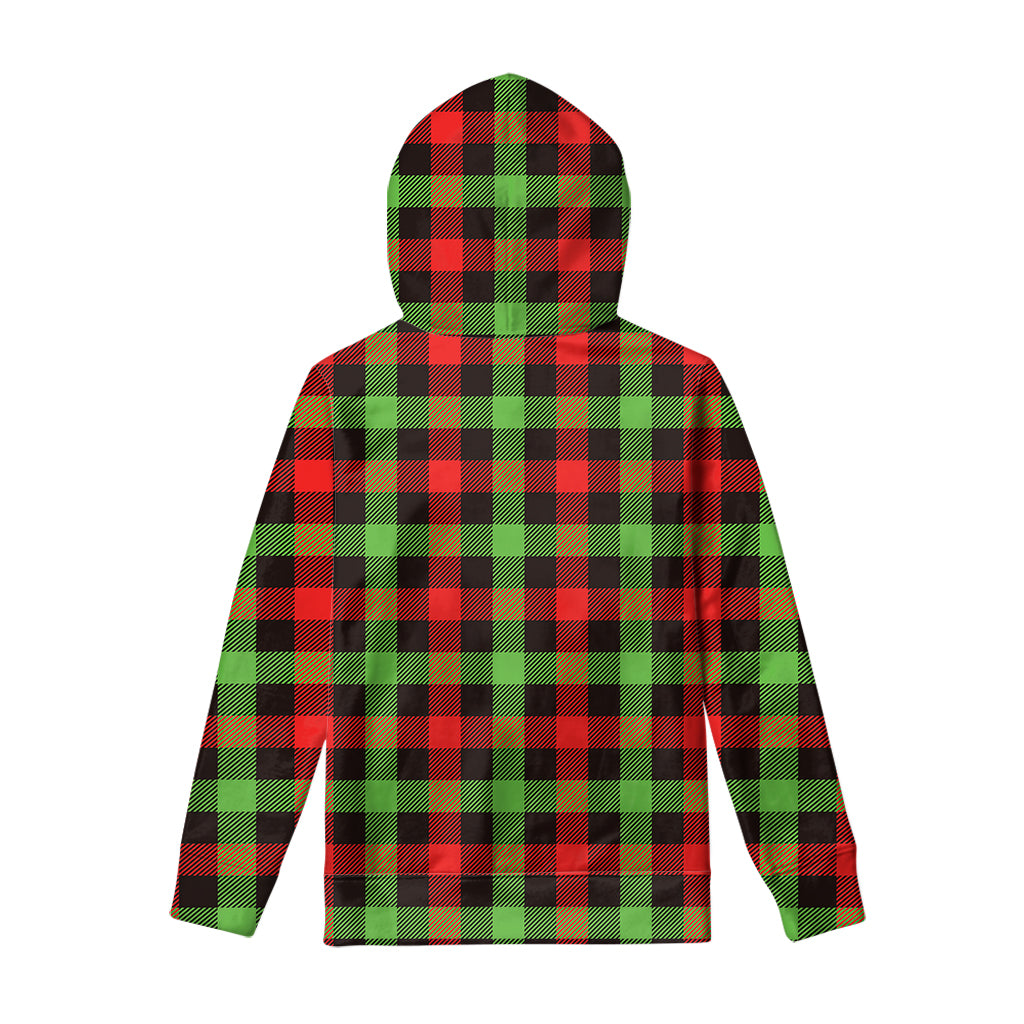 Green Red And Black Buffalo Plaid Print Pullover Hoodie