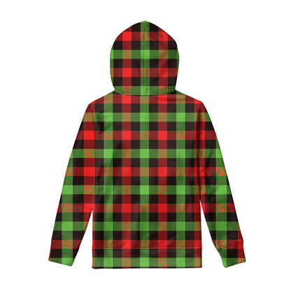 Green Red And Black Buffalo Plaid Print Pullover Hoodie