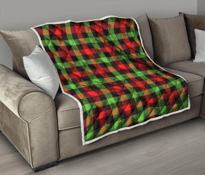 Green Red And Black Buffalo Plaid Print Quilt