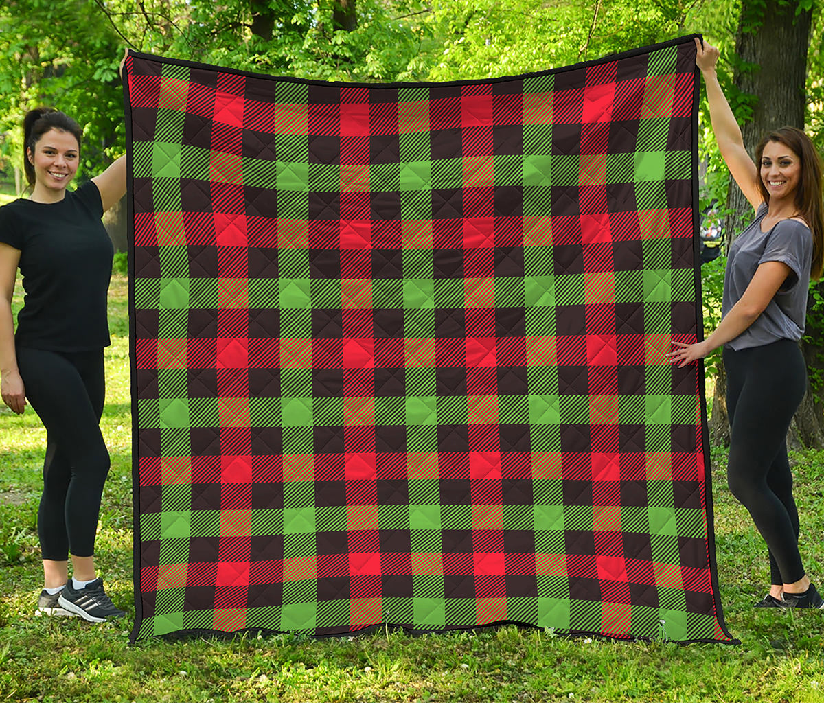 Green Red And Black Buffalo Plaid Print Quilt