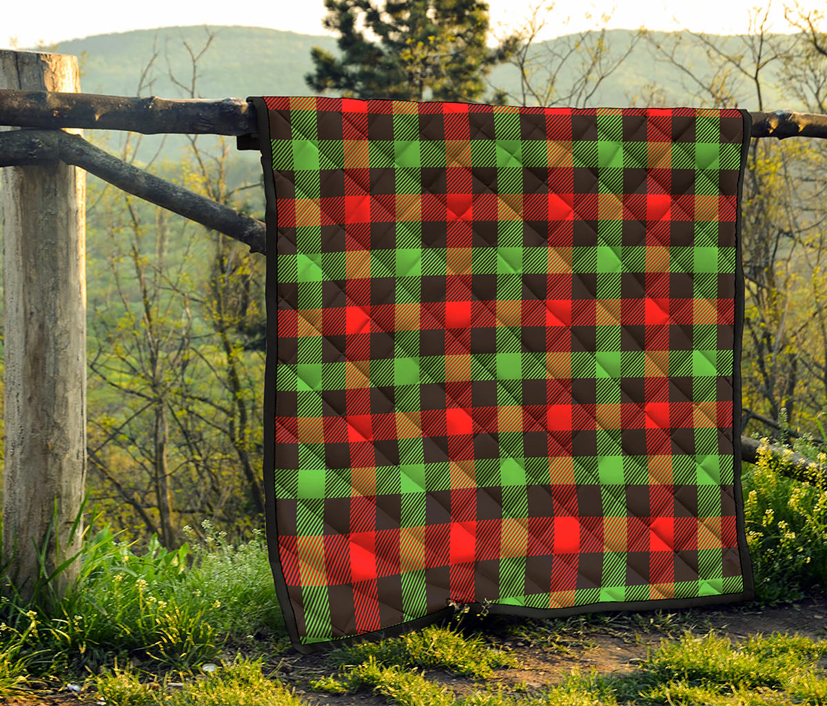 Green Red And Black Buffalo Plaid Print Quilt