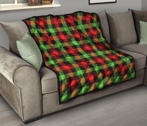 Green Red And Black Buffalo Plaid Print Quilt