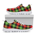 Green Red And Black Buffalo Plaid Print White Running Shoes