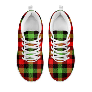 Green Red And Black Buffalo Plaid Print White Sneakers