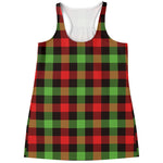 Green Red And Black Buffalo Plaid Print Women's Racerback Tank Top