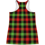 Green Red And Black Buffalo Plaid Print Women's Racerback Tank Top