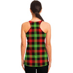 Green Red And Black Buffalo Plaid Print Women's Racerback Tank Top