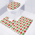 Green Red And White Argyle Pattern Print 3 Piece Bath Mat Set