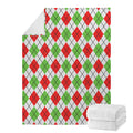 Green Red And White Argyle Pattern Print Blanket