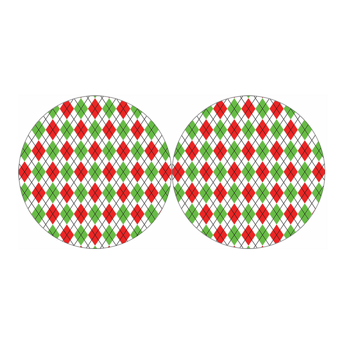 Green Red And White Argyle Pattern Print Car Coasters