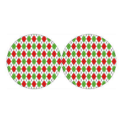 Green Red And White Argyle Pattern Print Car Coasters
