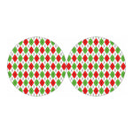 Green Red And White Argyle Pattern Print Car Coasters