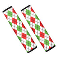 Green Red And White Argyle Pattern Print Car Seat Belt Covers