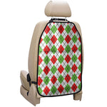 Green Red And White Argyle Pattern Print Car Seat Organizers