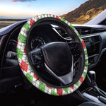 Green Red And White Argyle Pattern Print Car Steering Wheel Cover