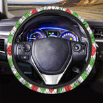 Green Red And White Argyle Pattern Print Car Steering Wheel Cover