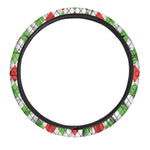 Green Red And White Argyle Pattern Print Car Steering Wheel Cover