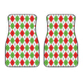 Green Red And White Argyle Pattern Print Front Car Floor Mats