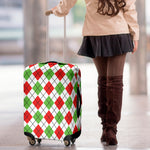 Green Red And White Argyle Pattern Print Luggage Cover