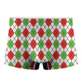 Green Red And White Argyle Pattern Print Men's Boxer Briefs