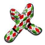 Green Red And White Argyle Pattern Print Muay Thai Shin Guard