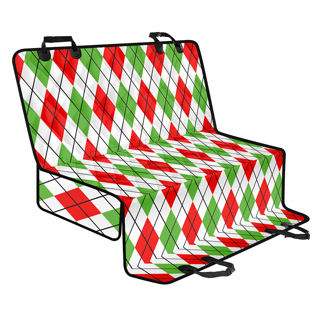 Green Red And White Argyle Pattern Print Pet Car Back Seat Cover