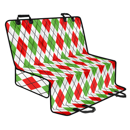 Green Red And White Argyle Pattern Print Pet Car Back Seat Cover