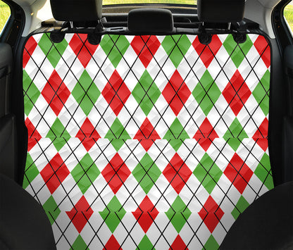Green Red And White Argyle Pattern Print Pet Car Back Seat Cover