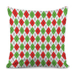 Green Red And White Argyle Pattern Print Pillow Cover