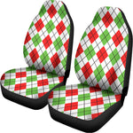 Green Red And White Argyle Pattern Print Universal Fit Car Seat Covers
