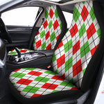 Green Red And White Argyle Pattern Print Universal Fit Car Seat Covers