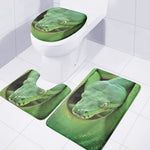 Green Reticulated Python Snake Print 3 Piece Bath Mat Set