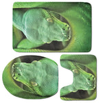 Green Reticulated Python Snake Print 3 Piece Bath Mat Set