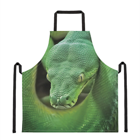 Green Reticulated Python Snake Print Apron