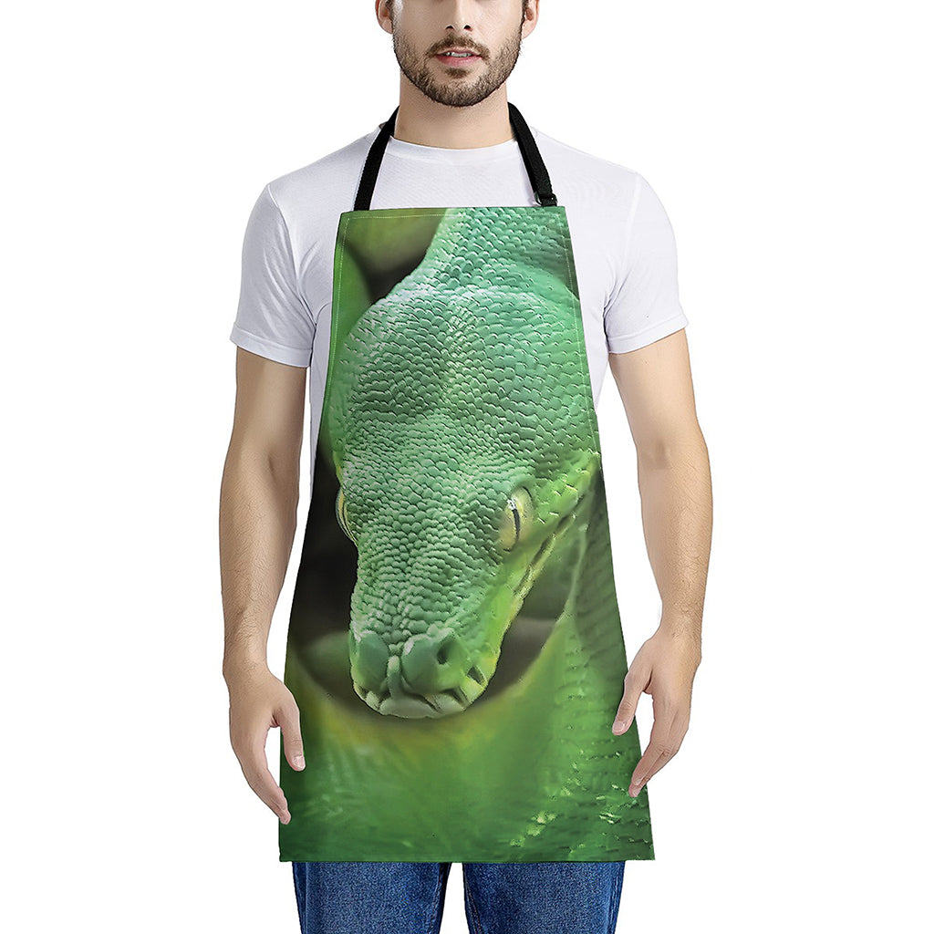 Green Reticulated Python Snake Print Apron
