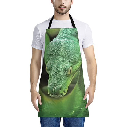 Green Reticulated Python Snake Print Apron