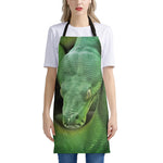 Green Reticulated Python Snake Print Apron