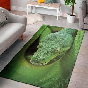 Green Reticulated Python Snake Print Area Rug