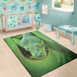 Green Reticulated Python Snake Print Area Rug