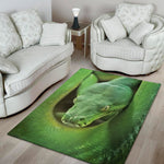 Green Reticulated Python Snake Print Area Rug