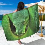Green Reticulated Python Snake Print Beach Sarong Wrap