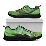 Green Reticulated Python Snake Print Black Sneakers